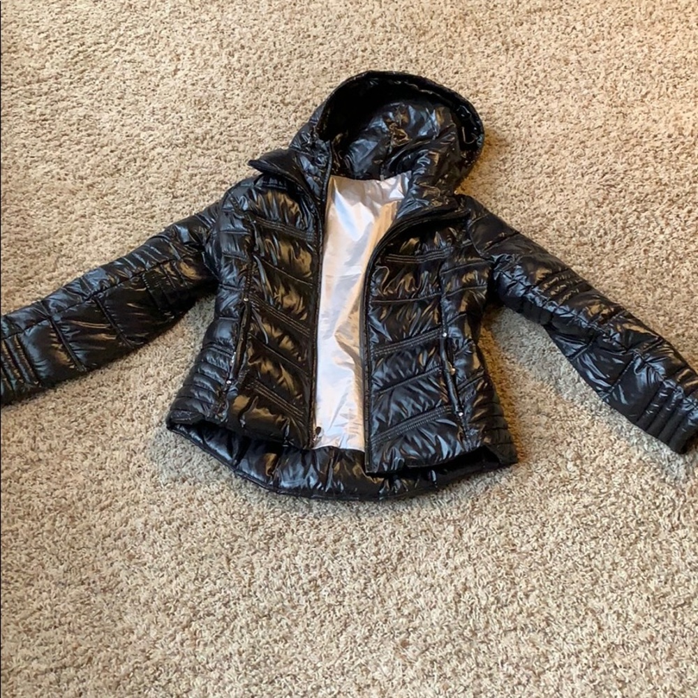 Winter coat size M black shinny